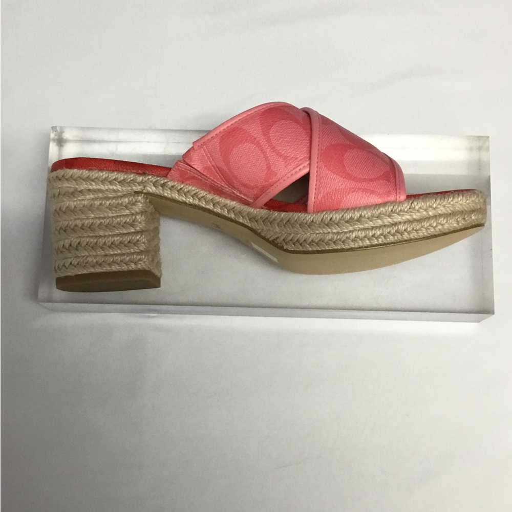 COACH Sloan Sig Espadrille Slide Pink Lemonade - Picture 4 of 6